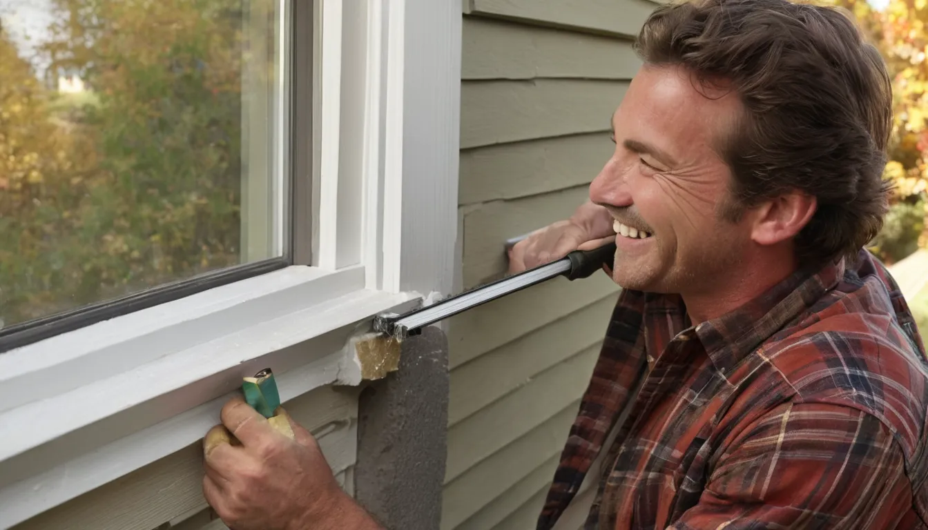 Homeowner sealing a gap near a door in the Cincinnati area