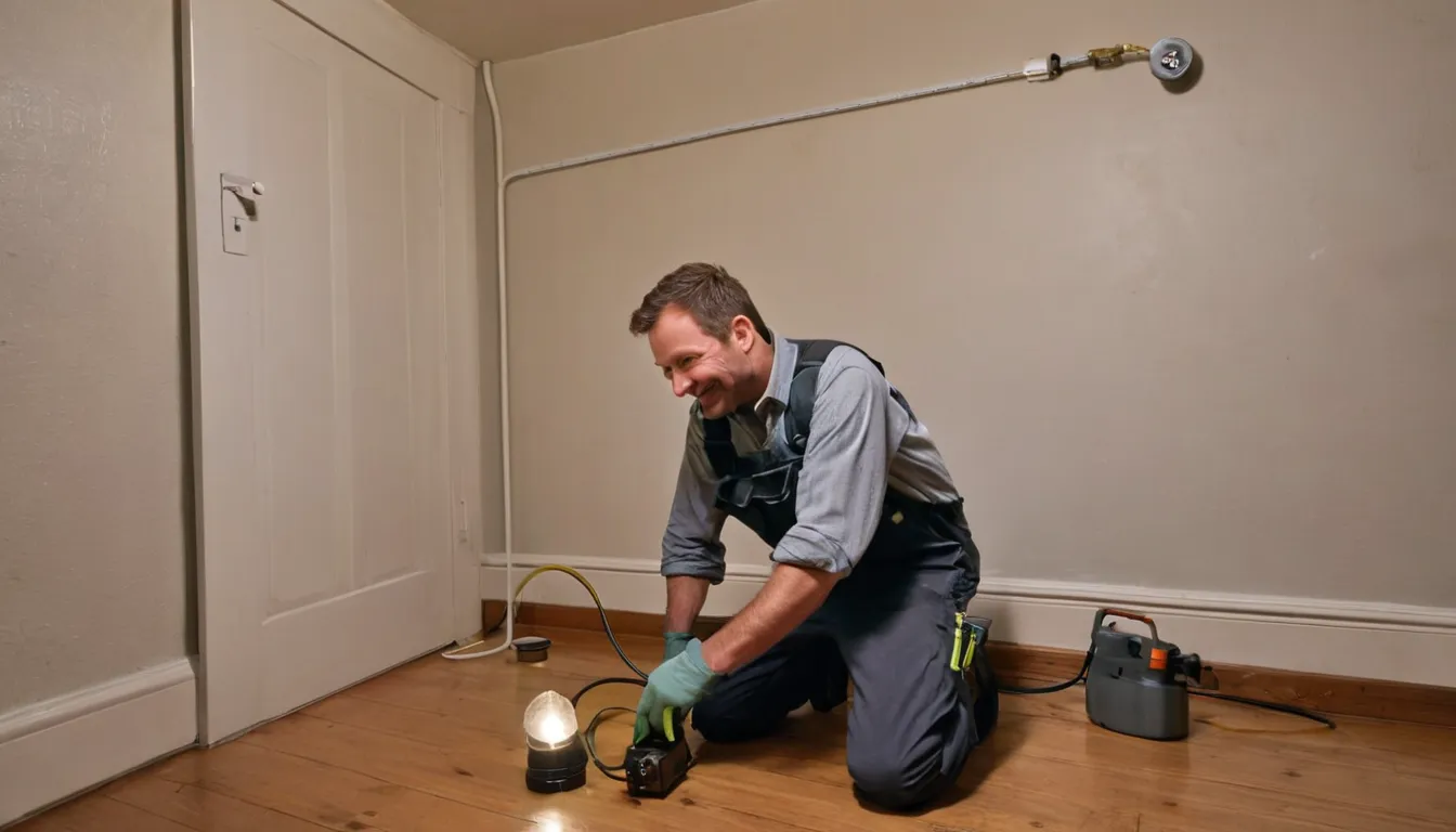 A local provider inspecting a basement sill beam for termites in a home in Cincinnati